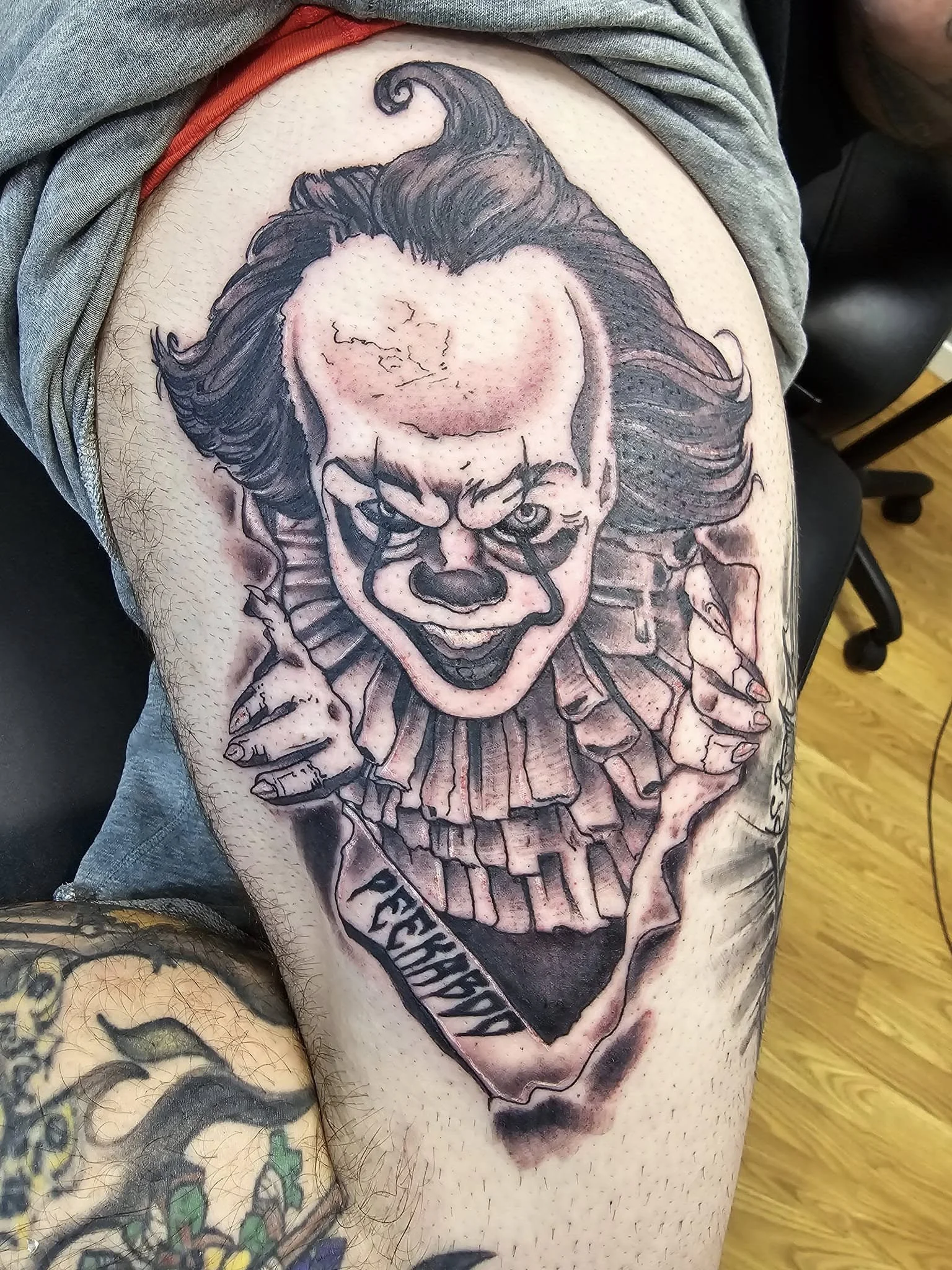 Pennywise IT clown portrait tattoo - Horror realism tattoo House of Pain