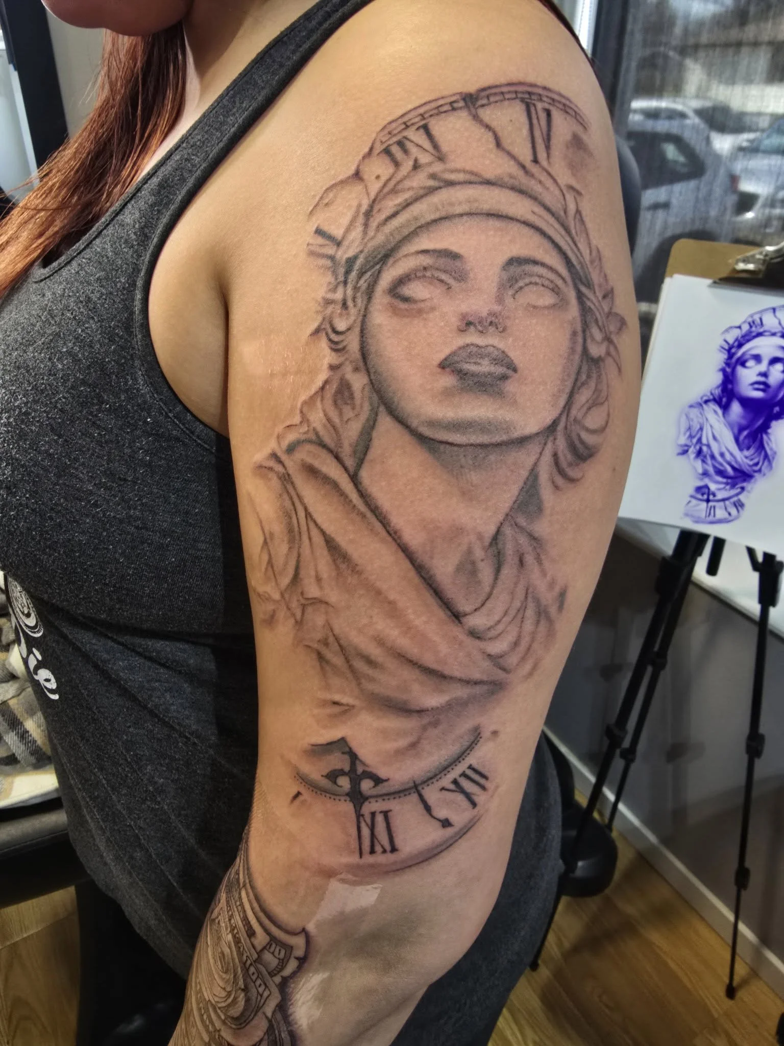 Woman portrait realism tattoo - Professional portrait tattoo artist Moose Jaw SK