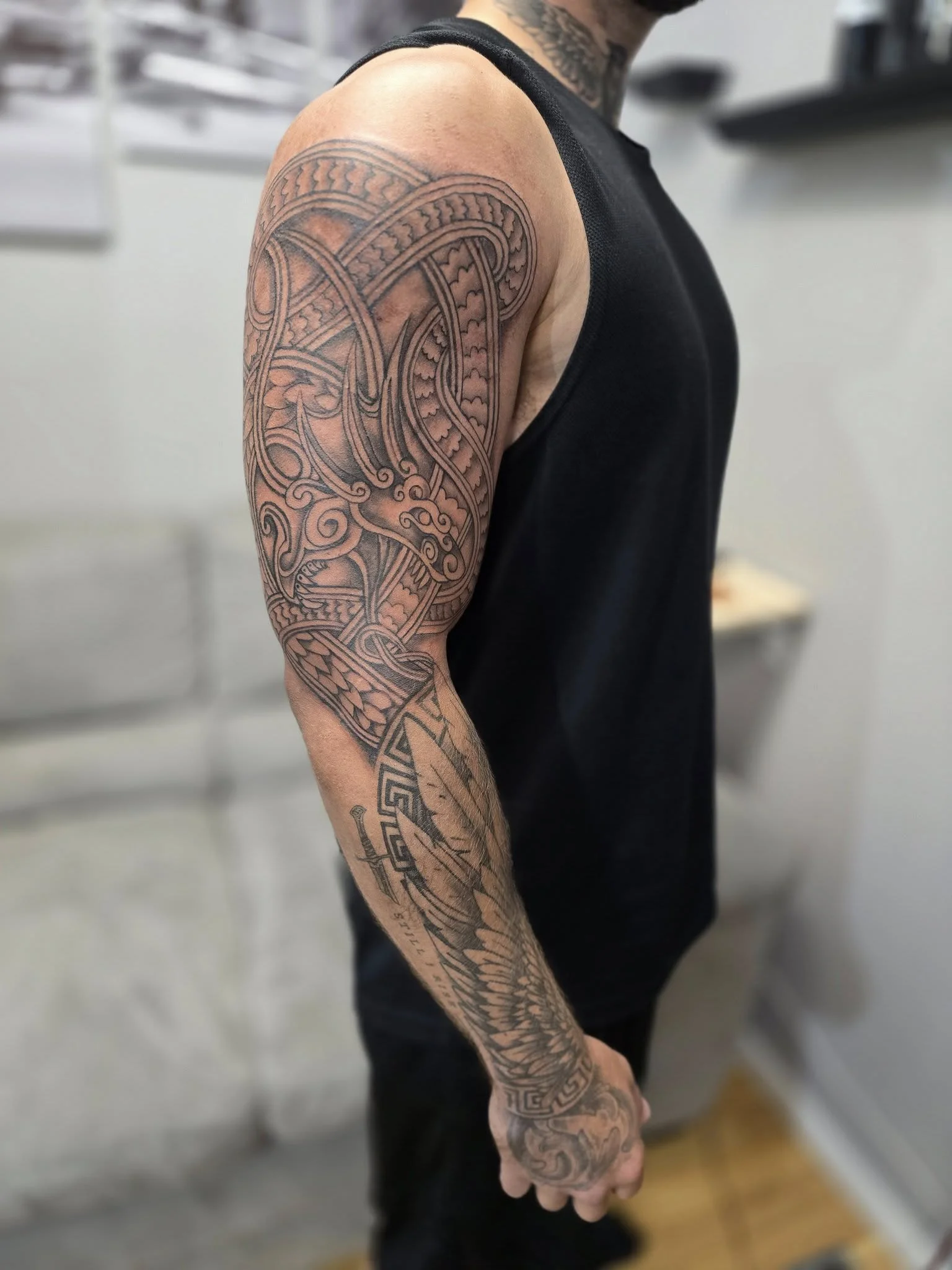 Ornamental mandala sleeve tattoo - Detailed blackwork sleeve Mike Kuntz