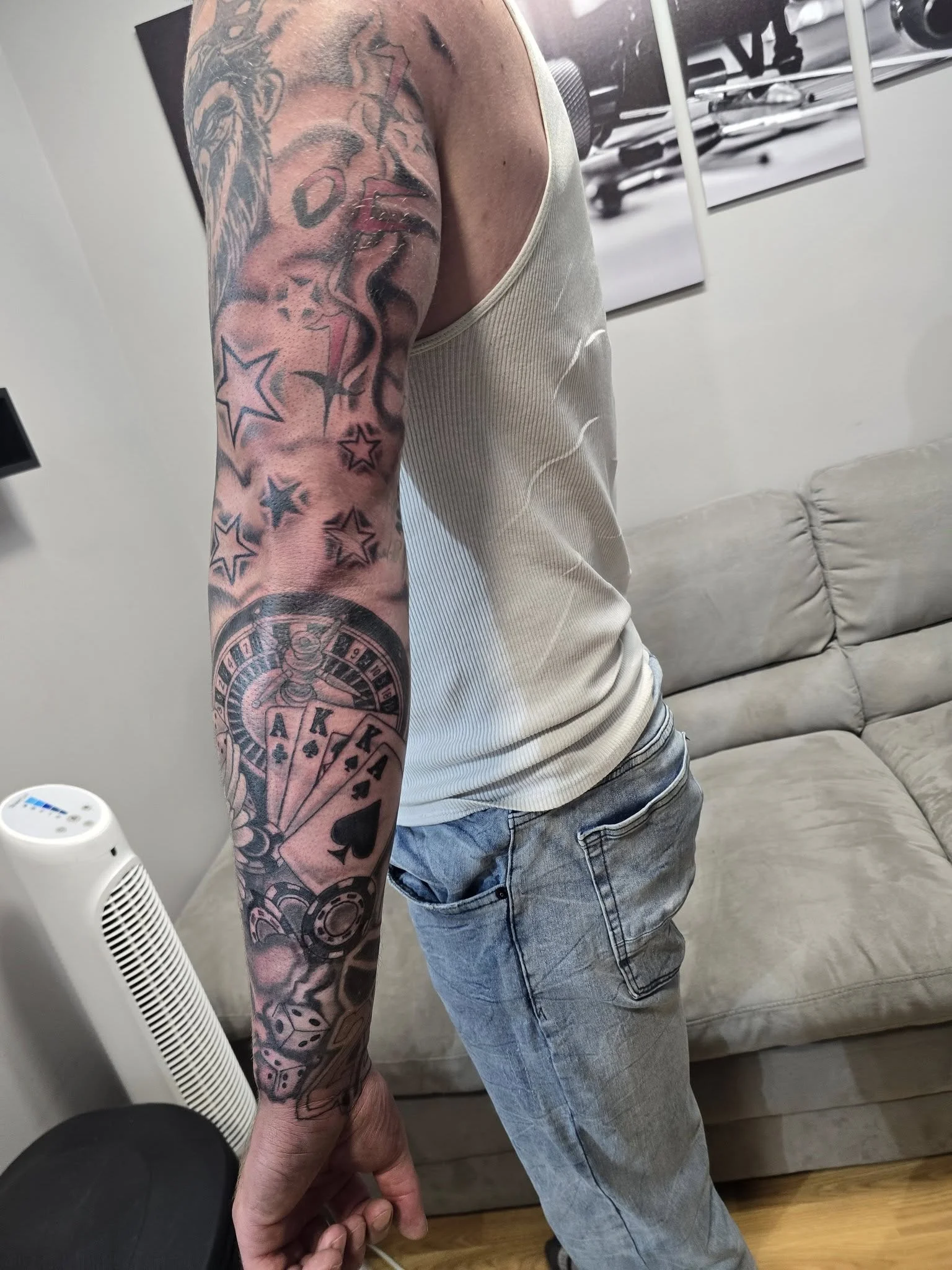 Ornamental floral forearm sleeve - Custom blackwork sleeve tattoo Moose Jaw SK